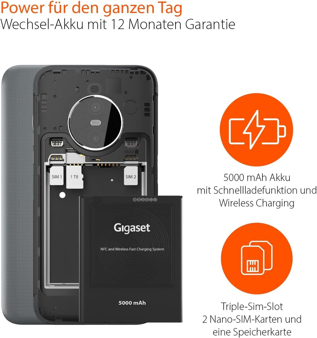 Gigaset GX6 - Outdoor Smartphone 5G - Militärstandard - staub- & wasserdicht IP68 - 6,6" FHD+ Displa