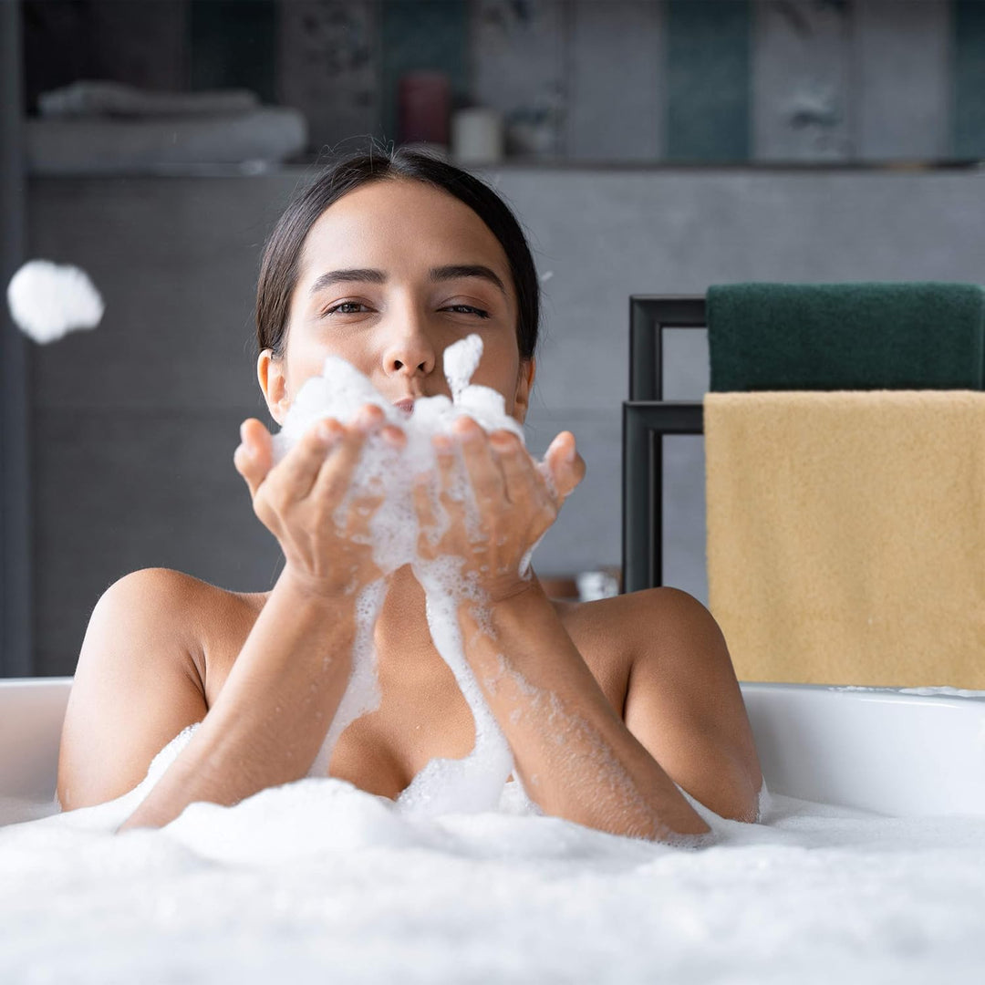 Relaxdays Handtuchständer freistehend, 2 Stangen, Badezimmer, Stahl, HxBxT: 81 x 49 x 20 cm, Bad Han