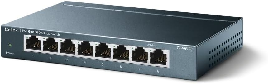 TP-Link TL-SG108 8-Port Gigabit Netzwerk Switch (Plug-and-Play, 8* RJ-45 LAN Ports, Metallgehäuse, I