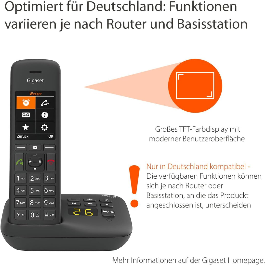 Gigaset C575A - Schnurloses DECT-Telefon mit Anrufbeantworter - grosses Farbdisplay mit moderner Ben