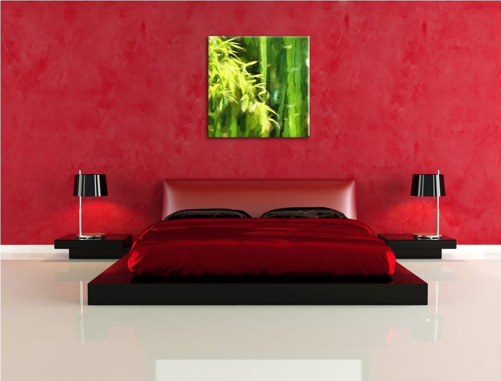 frischer Bambus, Format: 70x70 auf Leinwand, XXL riesige Bilder fertig gerahmt mit Keilrahmen, Kunst