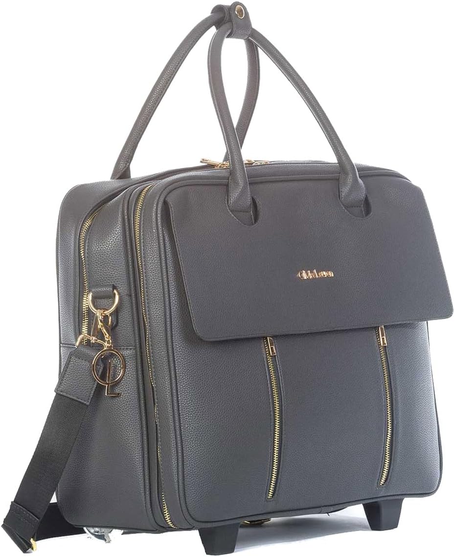 Klassische Rollen Aktentasche Trolley Damen Business Laptoptasche Grau Bowatex