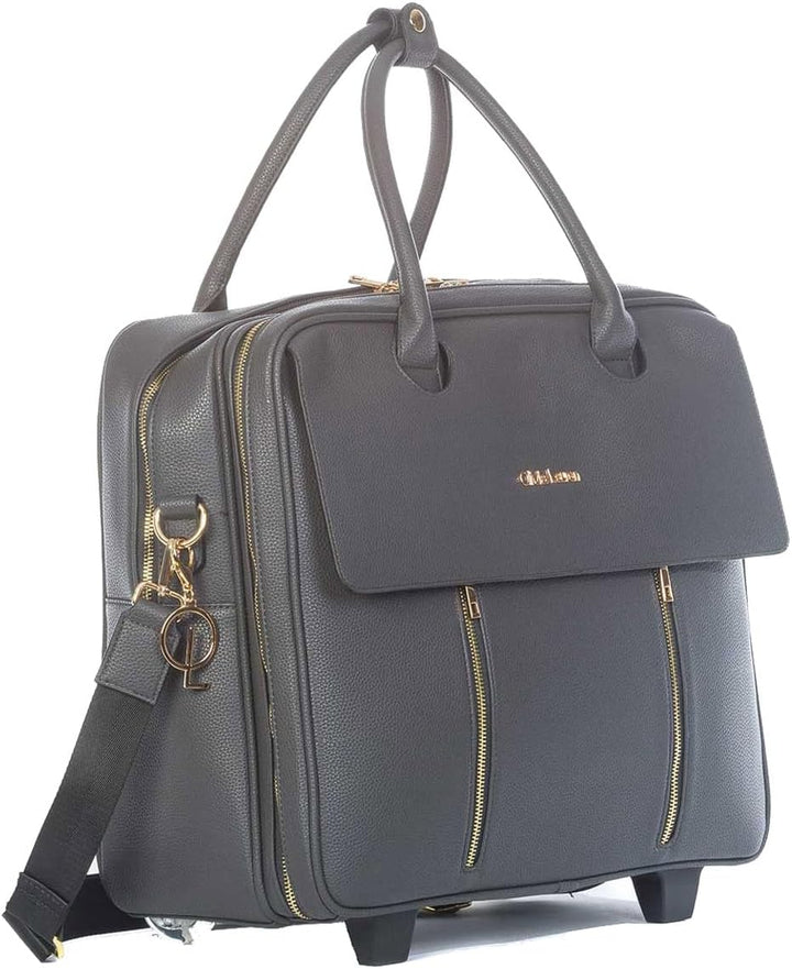 Klassische Rollen Aktentasche Trolley Damen Business Laptoptasche Grau Bowatex