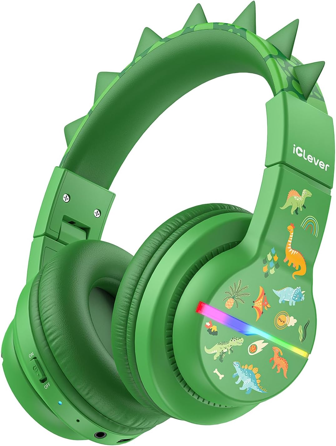 iClever Bluetooth Kinder Kopfhörer, Farbige LED-Leuchten, Kinderkopfhörer Over-Ear mit 74/85dBA Laut