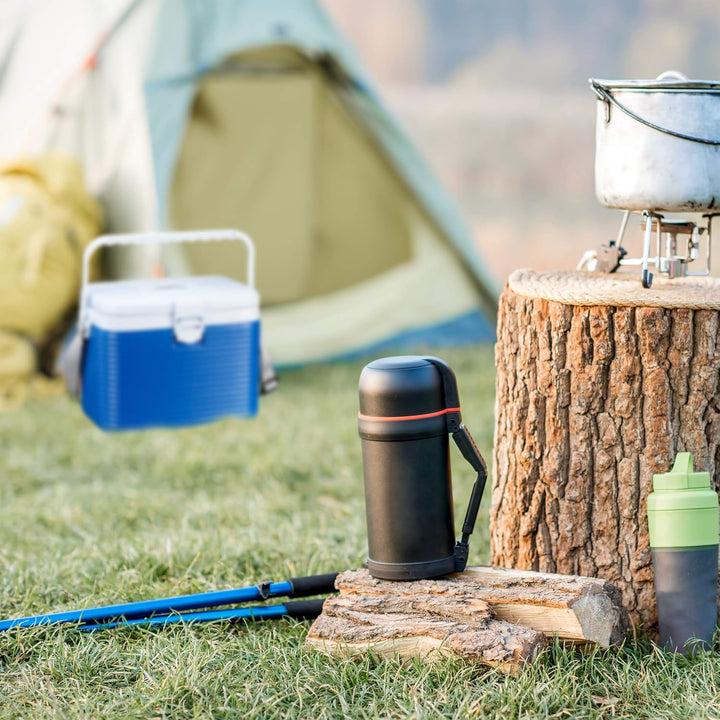 Relaxdays kleine Kühlbox, mit Griff, Tragegurt, Kunststoff Kühltasche, ohne Strom, 8 l, HBT 23,5 x 3