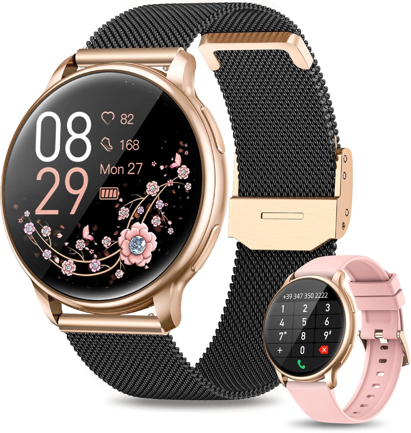 RUXINGX Damen Smartwatch Mit 1000mAh Akku - 30 Tage Laufzeit, 1.83" Display, Gesundheits-Tracking