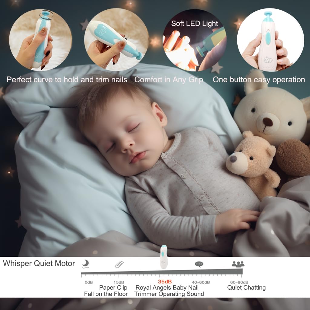 Royal Angels Baby-Nagelfeile 21 in 1, mit zusätzlichen 13 Ersatzwerkzeugen, Baby-Nagel, Baby-Nagelsc