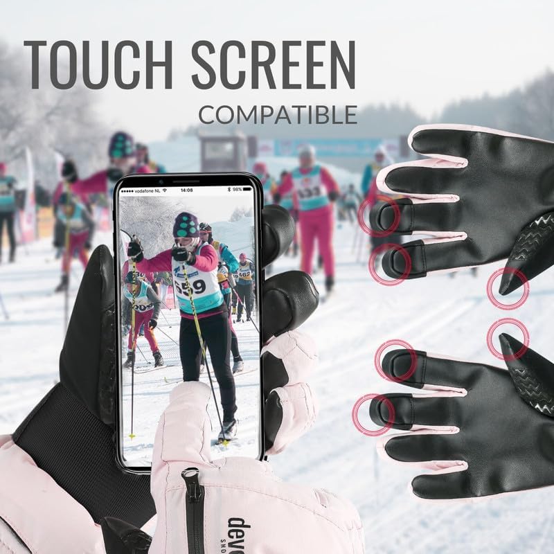 devembr Skihandschuhe mit Handgelenkschützern, Warme Snowboardhandschuhe für Herren und Damen