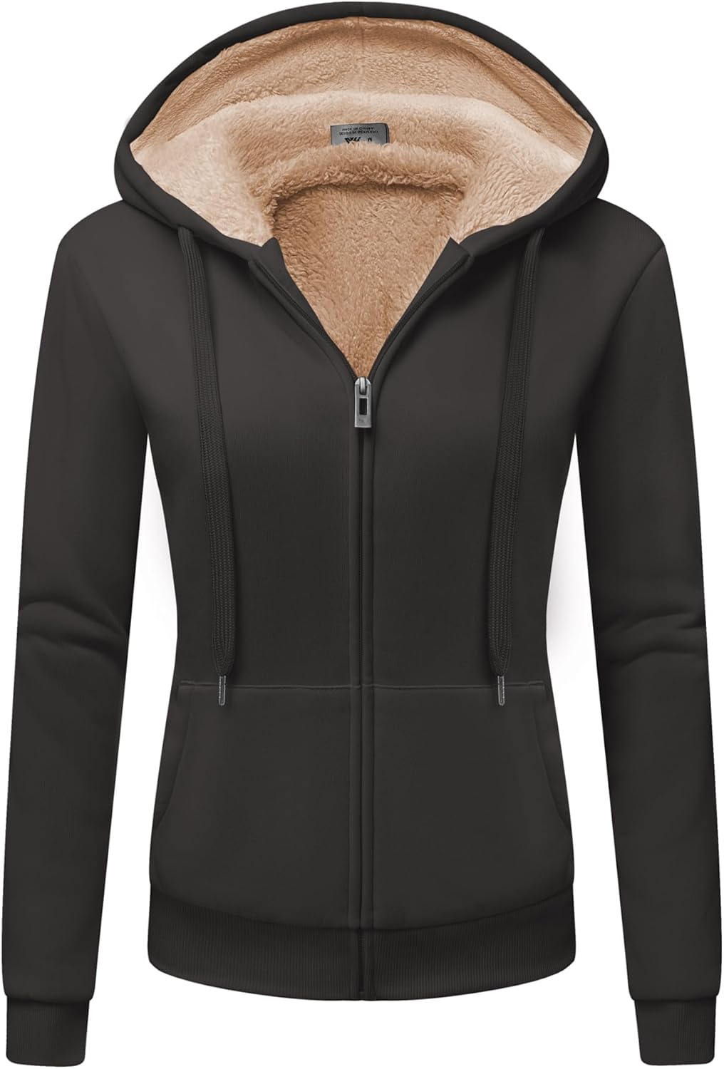 LLdress Sweatjacke Damen Fleecejacke mit Kapuze Hoodie für Frau Basic Kapuzenjacke mit Reissverschlu