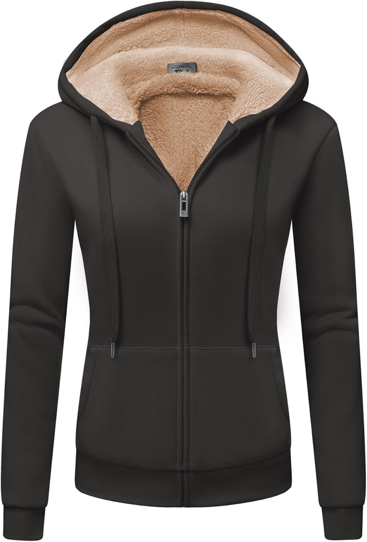 LLdress Sweatjacke Damen Fleecejacke mit Kapuze Hoodie für Frau Basic Kapuzenjacke mit Reissverschlu
