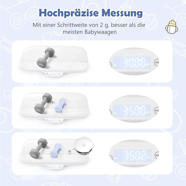 COSTWAY Babywaage Digtal, multifunktionale Kinderwaage bis 30kg Tragkraft, SĂ€uglingswaage Stillwaage