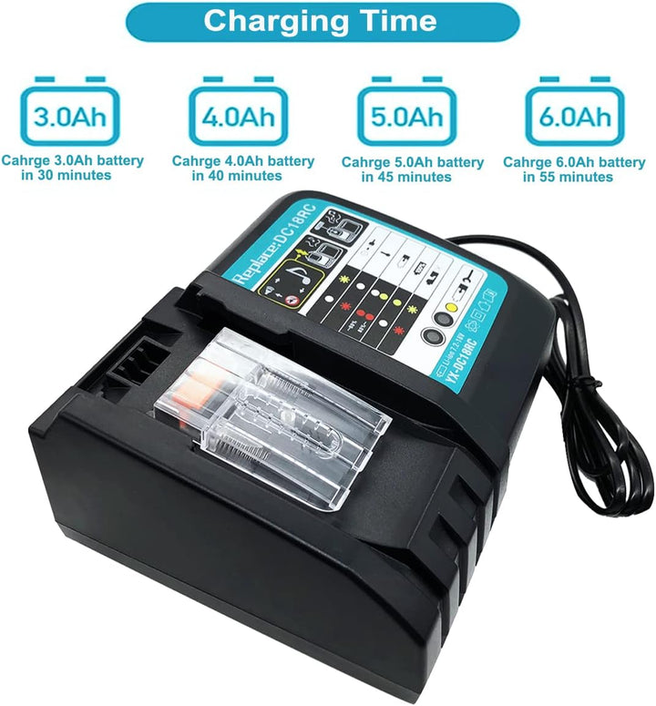 GOLEMON 2PCS 4000mAh BL1840 Akku BL1840B BL1830 BL1815 BL1850 + 3A Ladegerät für Makita DC18RC DC18S