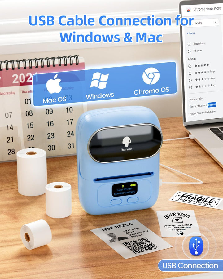 Phomemo M110 Bluetooth Etikettendrucker Barcode Etikettendrucker beschriftungsgerät Selbstklebend La