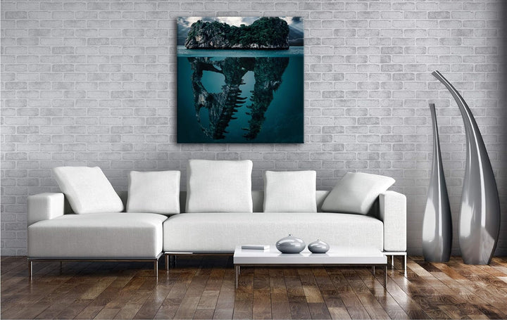 deyoli Tropische Totenkopf Insel Format: 60x60 als Leinwandbild, Motiv fertig gerahmt auf Echtholzra