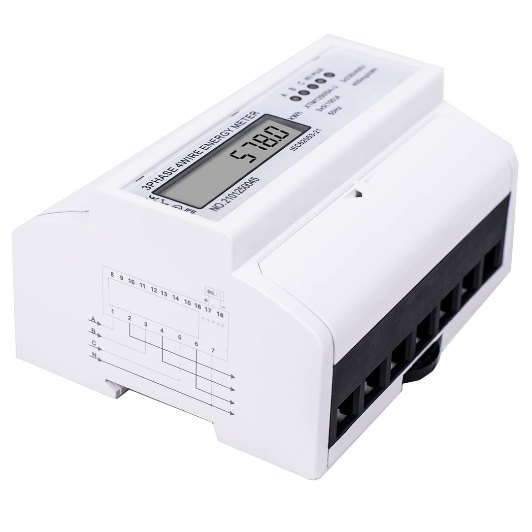 MIRTHBUY Digitaler Drehstromzähler Stromzähler mit LCD, 3-Phasen-4-Draht, Wechselstromzähler,Geeicht