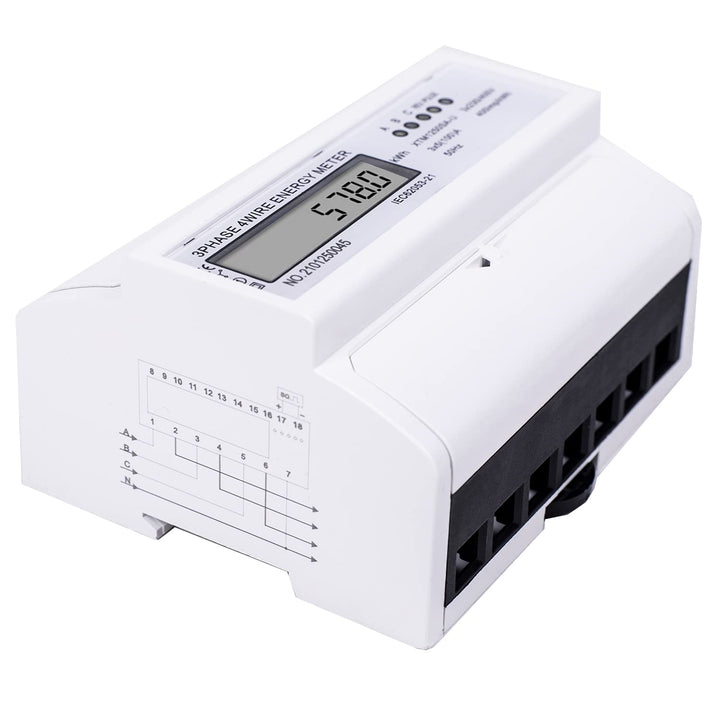 MIRTHBUY Digitaler Drehstromzähler Stromzähler mit LCD, 3-Phasen-4-Draht, Wechselstromzähler,Geeicht