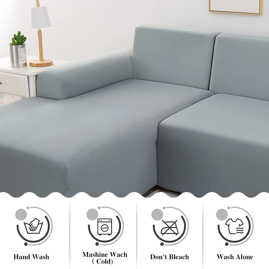 Jaotto Sofa Überwürfe Sofabezug Elastische Spandex Stretch Sofabezüge Couchbezug für L-Form Sofa Uni