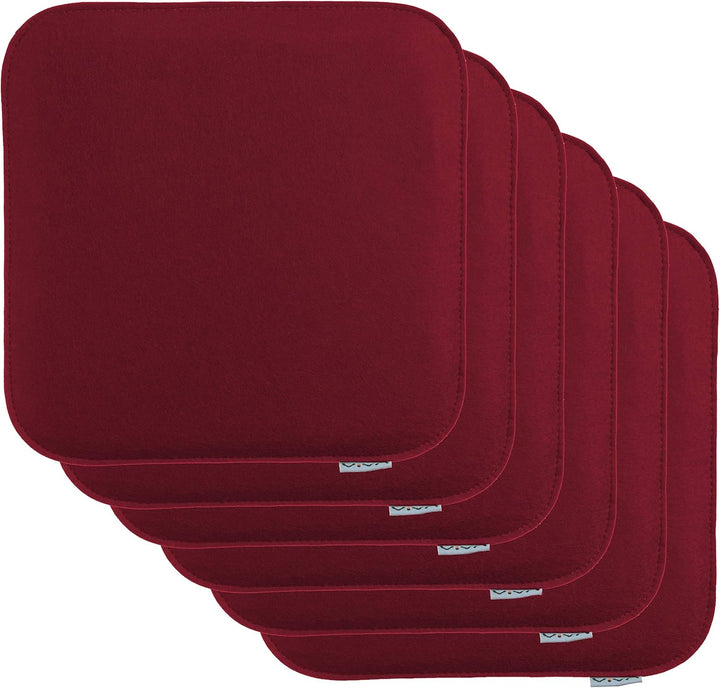 Brandsseller Sitzkissen Filz Eckig 6er Set 35x35x2 cm Stuhlkissen Sitzpolster Auflagen Bordeaux, Bor