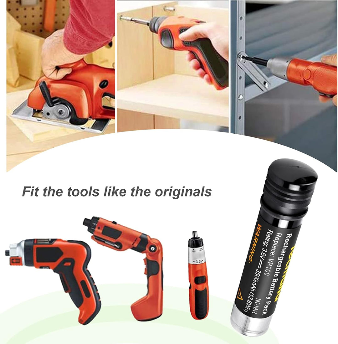 2X Tecmana 3.6V 3500mAh Ersatzakku für Black+Decker Versapak VP100 VP130 VP100C VP105 VP105C VP110 V