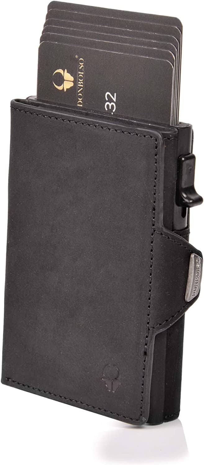 DONBOLSO Wallet Flip I Slim mit Flipcase I Leder Geldbeutel mit RFID Schutz I Schmale Geldbörse mit