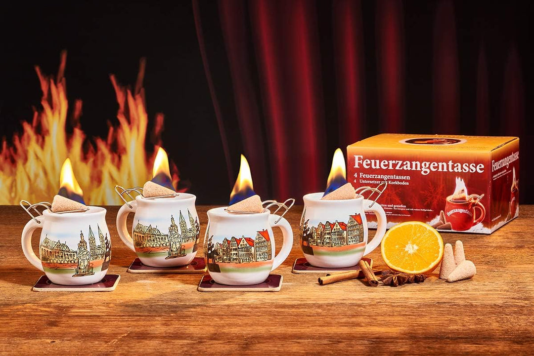 Feuerzangentasse 4er-Set, Weiss/Bremen - für Feuerzangenbowle, Weiss/Bremen