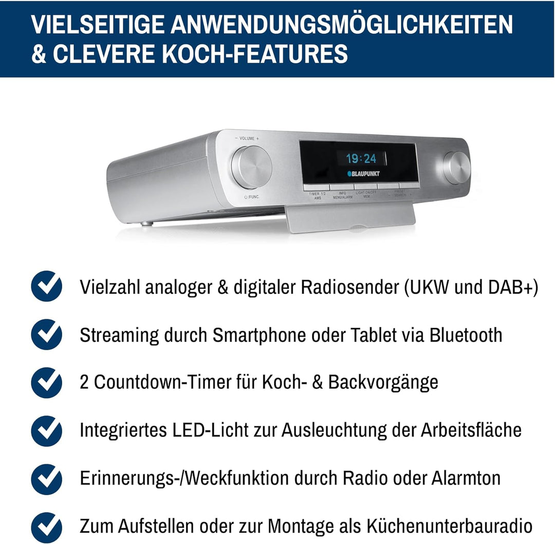 Blaupunkt KRD 30, Bluetooth Küchenradio mit DAB+, UKW PLL, Multidisplay, Senderspeicher, Unterbau Di
