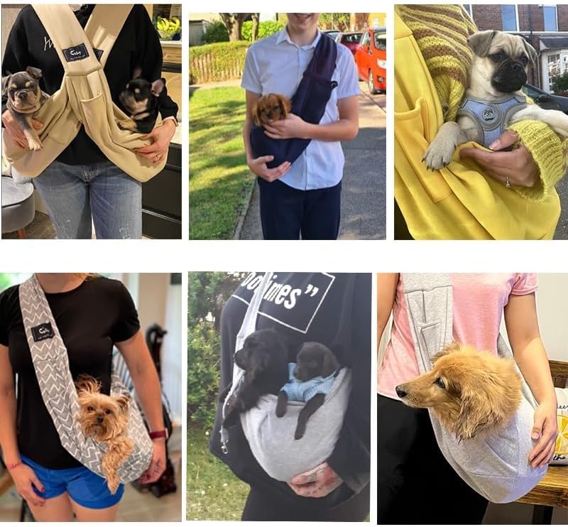 CUBY Hundetragetasche, Sommer Hund Tragetasche, Atmungsaktiv und verstellbar Haustier-Schlinge Trage