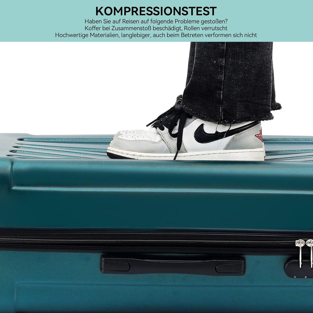 BEIBYE- Hartschalenkoffer Koffer Trolley Rollkoffer Reisekoffer Zahlenschloss 4 Zwilings-Rollen (For