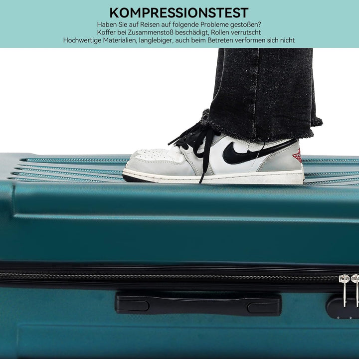 BEIBYE- Hartschalenkoffer Koffer Trolley Rollkoffer Reisekoffer Zahlenschloss 4 Zwilings-Rollen (For