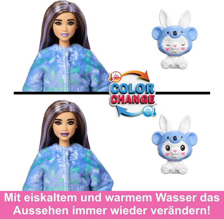 BARBIE Cutie Reveal Puppe - 10 Überraschungen in einer Verpackung, Plüschtierfreunde, Hase in Koala-