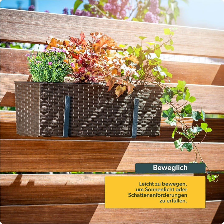 KADAX Blumenkasten aus Kunststoff, 18,5x56 cm, Pflanzkasten mit Einsatz, wetterfester Balkonkasten,