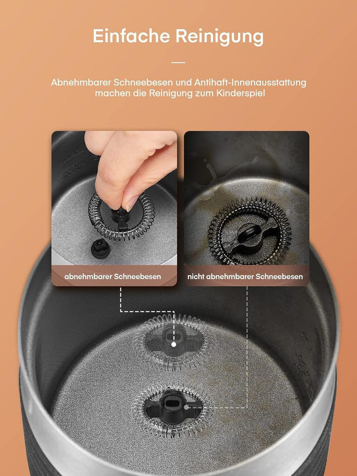HOUSNAT Milchaufschäumer Elektrisch, 4-in-1 Milchschäumer für Heissen und Kalten Milchschaum, für La