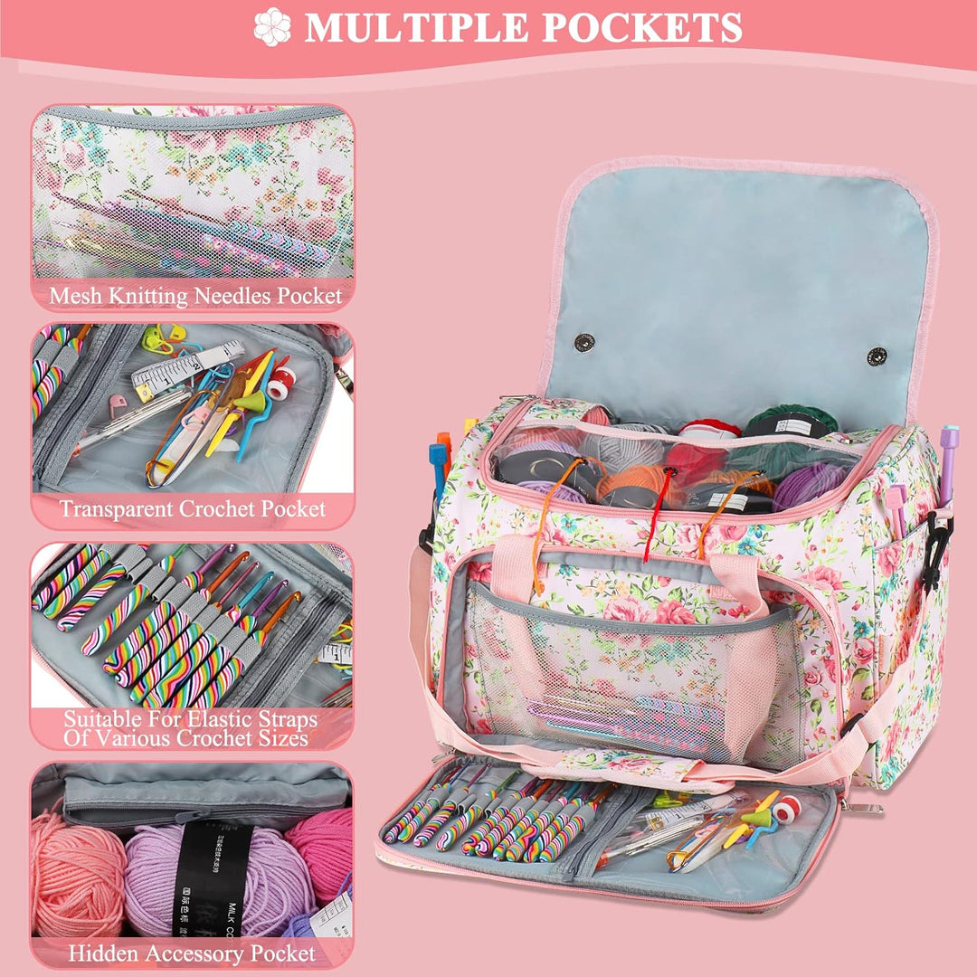Coopay Aufbewahrungstasche für Wolle, Gross Garntasche zur Aufbewahrung von Häkelgarn, Tragbar Tasch