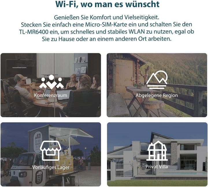 TP-Link TL-MR6400 LTE Router, 4G Router unterstützt SIM Karten, 4G Cat4 bis zu 150 Mbit/s, WLAN 2.4G