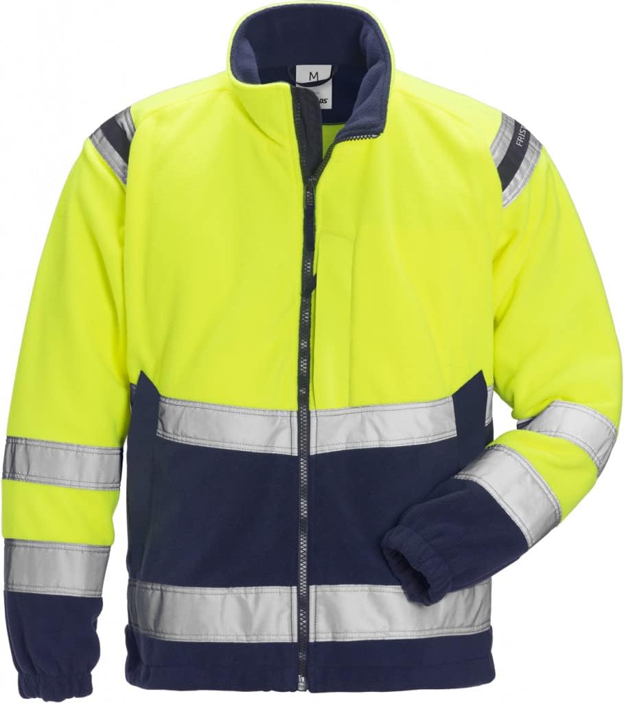 Fristads Warnschutz-Fleecejacke Winddicht Klasse 3 4041 Fe - Grösse XL - Warnschutzgelb/Marineblau X