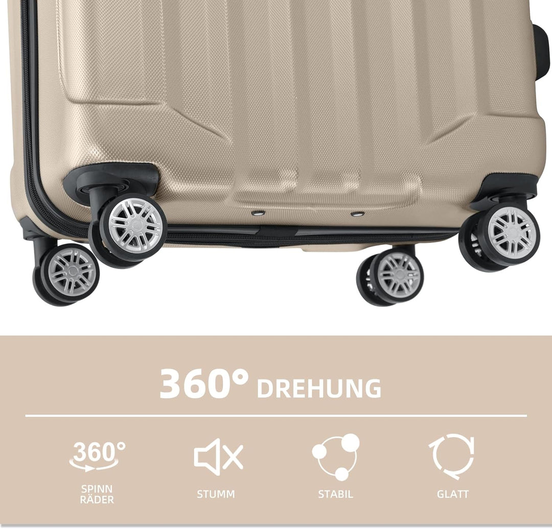 BEIBYE TSA-Schloss 2080 Zwillingsrollen 3 TLG. Reisekofferset Koffer Kofferset Trolley Trolleys Hart