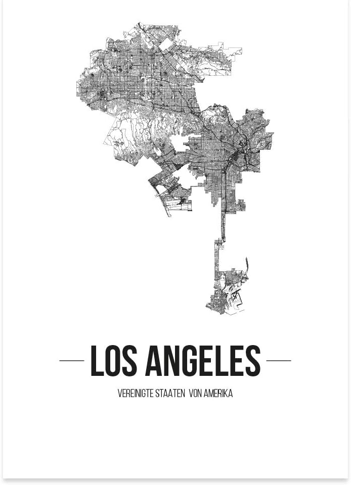 JUNIWORDS Stadtposter, Los Angeles, Wähle eine Grösse, 40 x 60 cm, Poster, Schrift B, Weiss 40 x 60