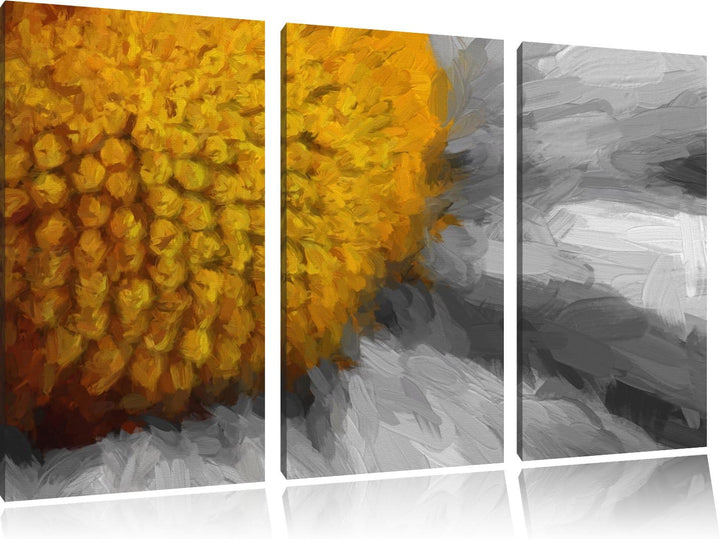 prächtige kleine Margerite schwarz/weiss Spezial 3-Teiler Leinwandbild 120x80 Bild auf Leinwand, XXL