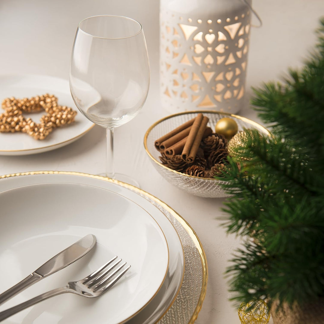 Merry Christmas Geschirr 18 tlg. Set weiss/goldfarben