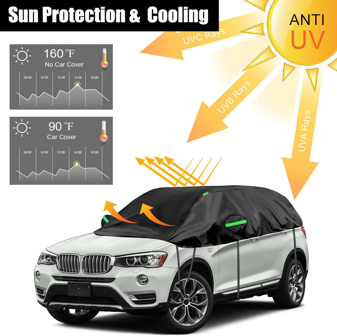 Opaltool Auto Schwarzes Halbgarage für BMW X3 2003-2024, SWB 300D Soft Windschutzscheibe Abdeckung H