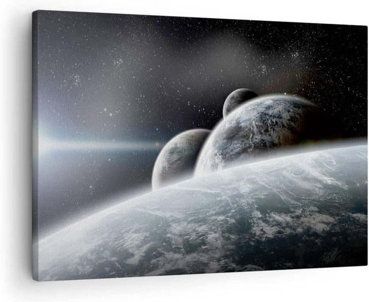 ARTTOR Bilder auf Leinwand Planeten Kosmos Sterne Leinwandbild 70x50cm Wandbilder Dekoration Wohnzim