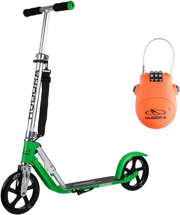 HUDORA BigWheel 205 Scooter inkl. Kabelschloss - Klappbar & Höhenverstellbar - Mit Tragegurt - Tretr