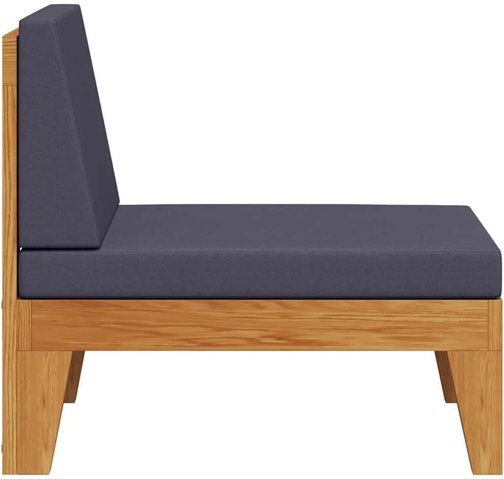 vidaXL Akazienholz Massiv Modular Mittelsofa mit Dunkelgrauen Kissen Gartensofa Sofa Lounge Gartenmö