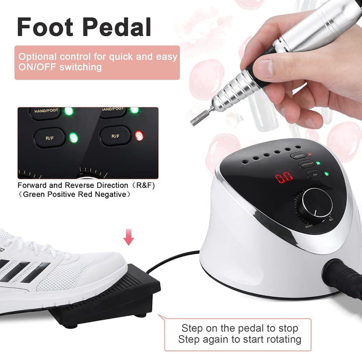 Nagelfräser für Gelnägel Elektrisch Nagelfeile 35000 U/min Maniküre und Pediküre 6 in 1 Hand und Fus