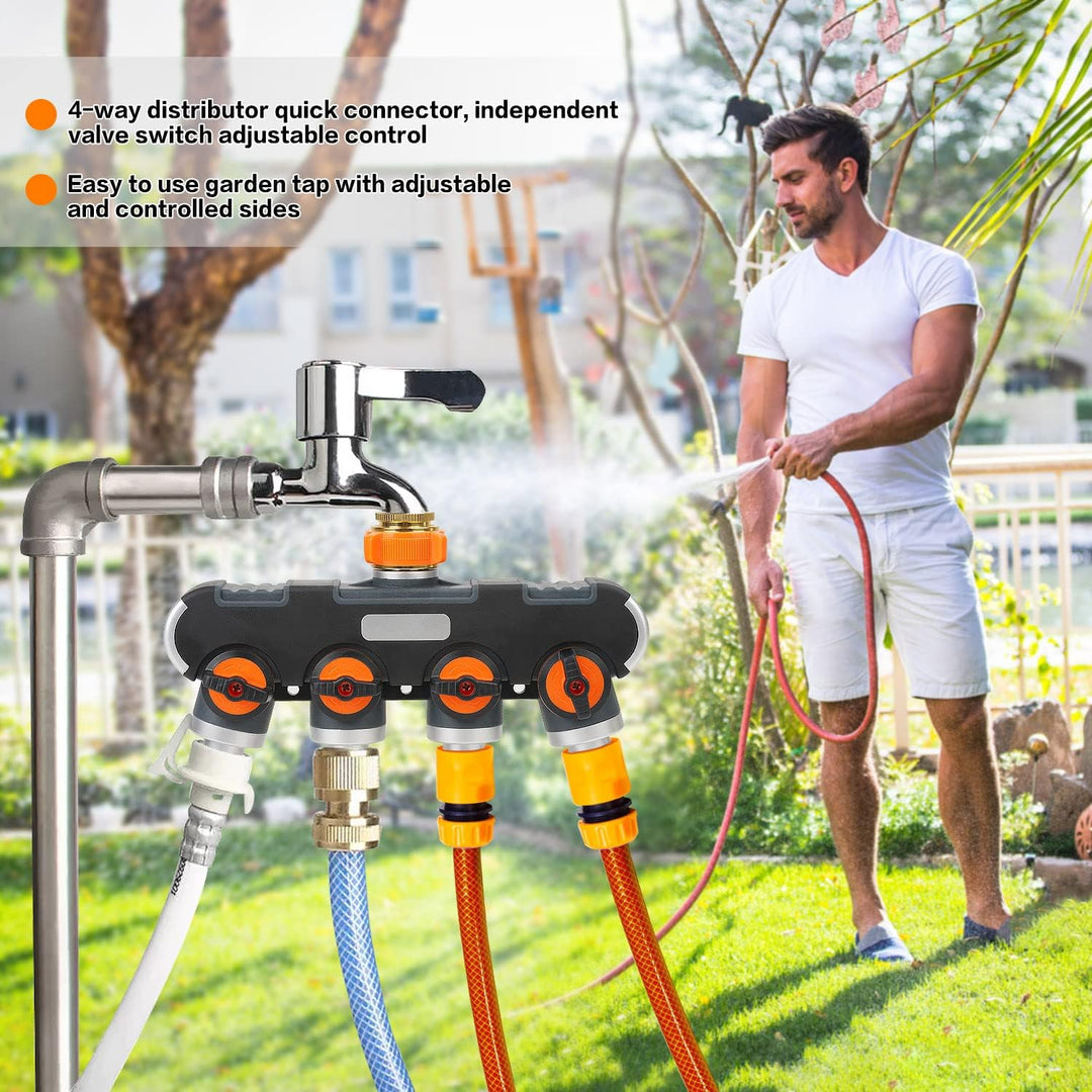 oumuik 4 Wege Verteiler 3/4-1/2 Zoll Wasser/Garten Verteiler für Gartenschlauch Kupplung mit Absperr
