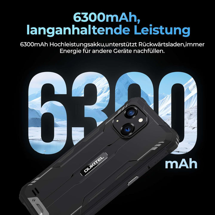OUKITEL G2 Outdoor Handy Ohne Vertrag, Android 14 Octa-Core günstig Smartphone, 6300mAh Akku, 6" HD+