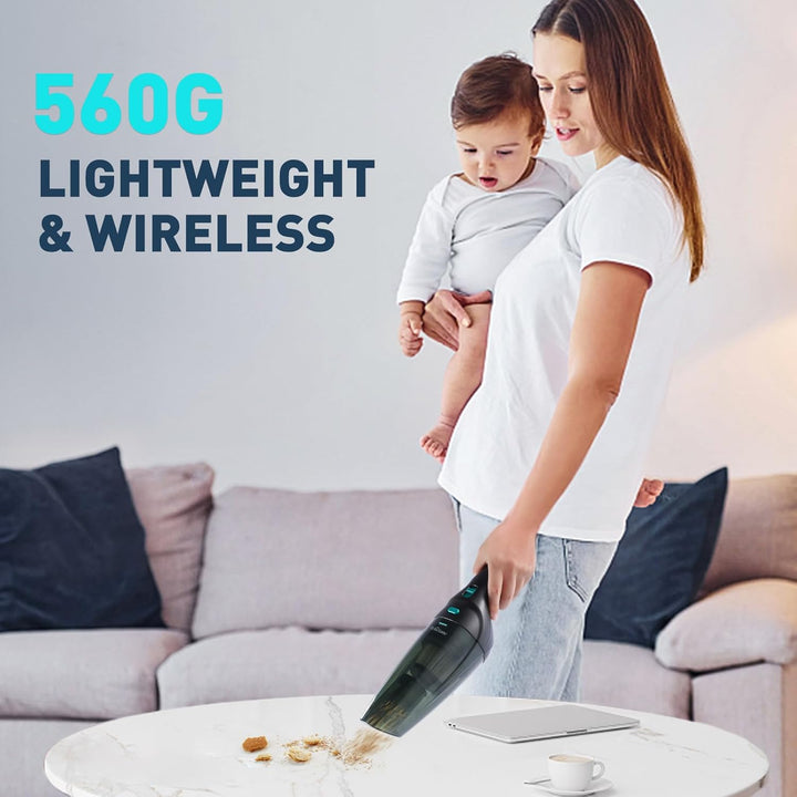 HOMEKANE Handstaubsauger, 9500Pa Handstaubsauger Akku Beutellos Nass&Trocken mit Waschbar HEPA-Filte