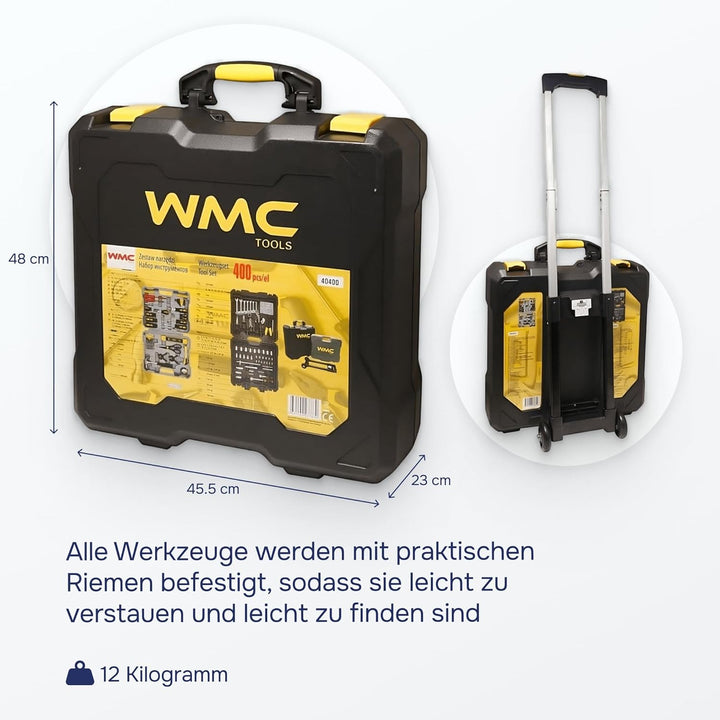 Werkzeugkoffer gefüllt profi, Meister werkzeugkoffer, Werkzeugkasten gefüllt, 400-teilig, Robust und