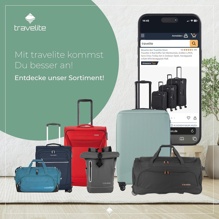 travelite 4-Rad Koffer Set Weichschale, Grössen L/M/S, Serie CHIOS Trolley Set in zeitloser Optik, H