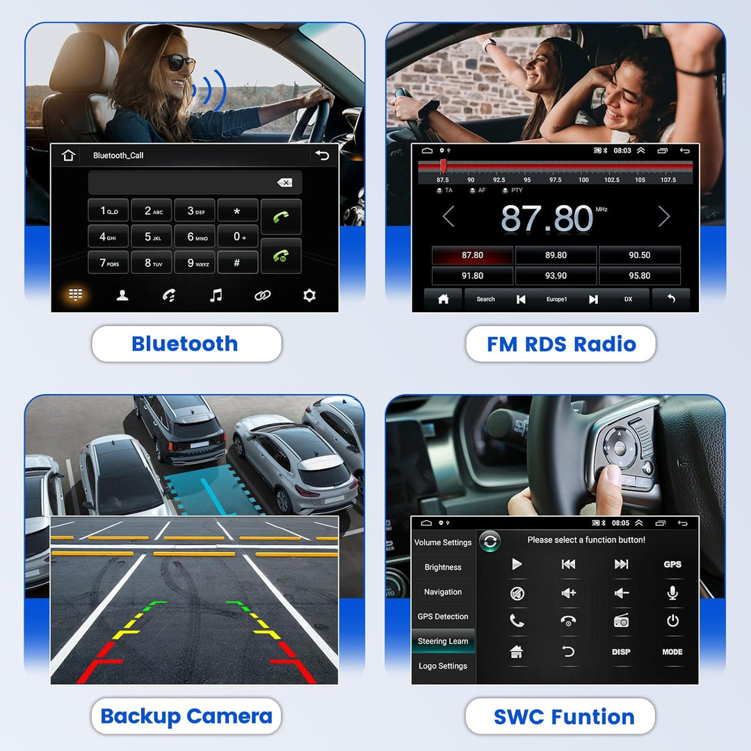 Hikity Android Autoradio mit Navi für FIAT 500 2007-2015 Bluetooth Autoradio mit Bildschirm 7 Zoll T